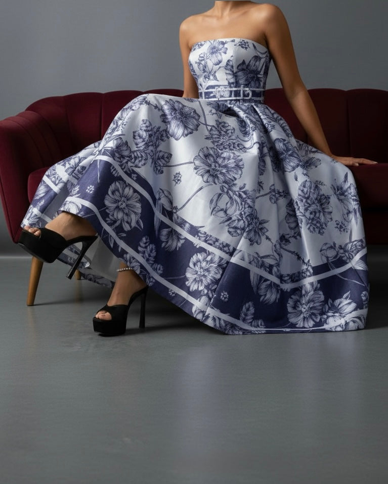 Azure Bloom Maxi Gown