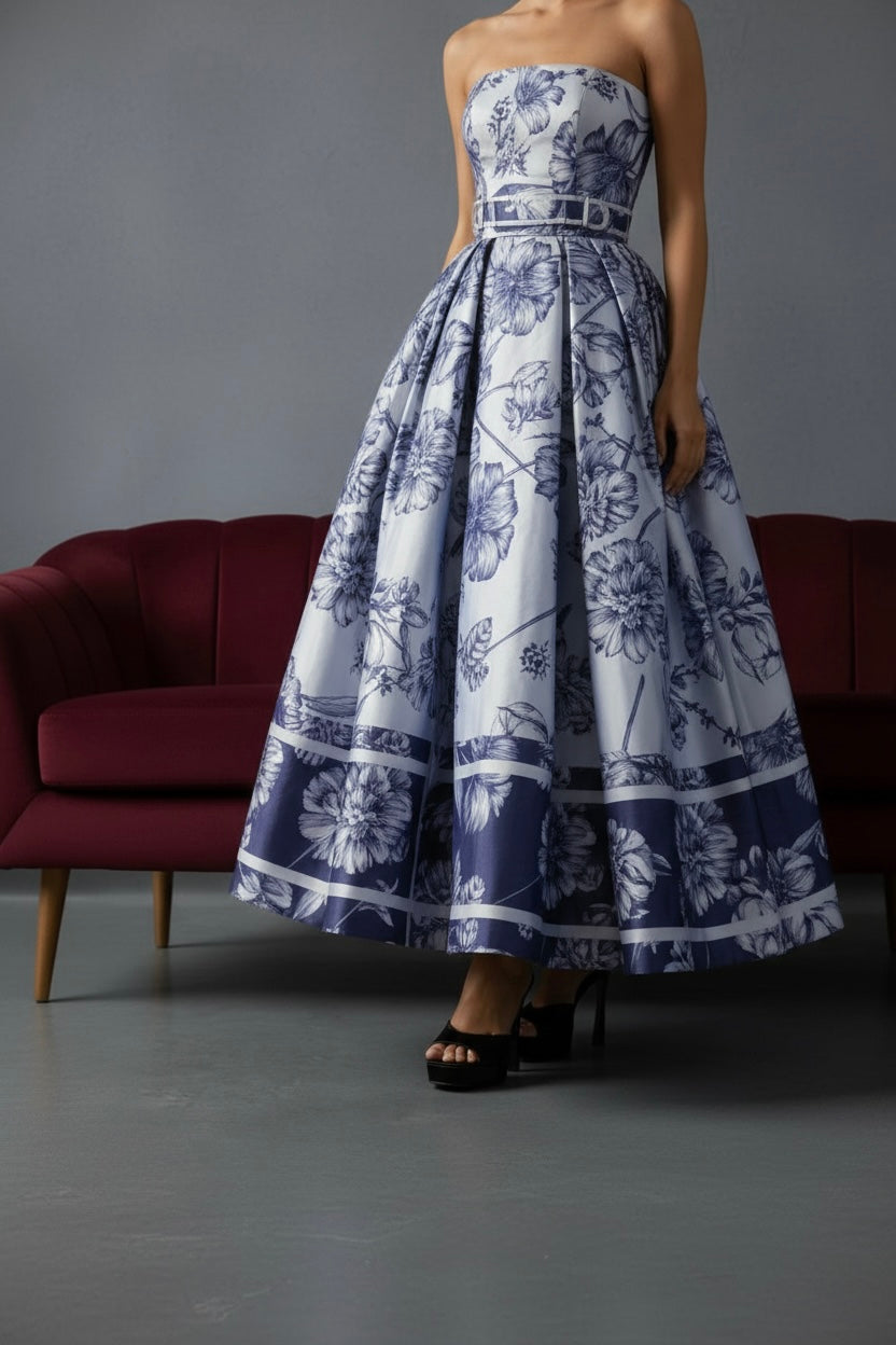Azure Bloom Maxi Gown